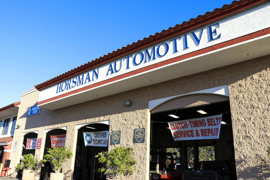 The Horsman Automotive storefront and service bays in Santee